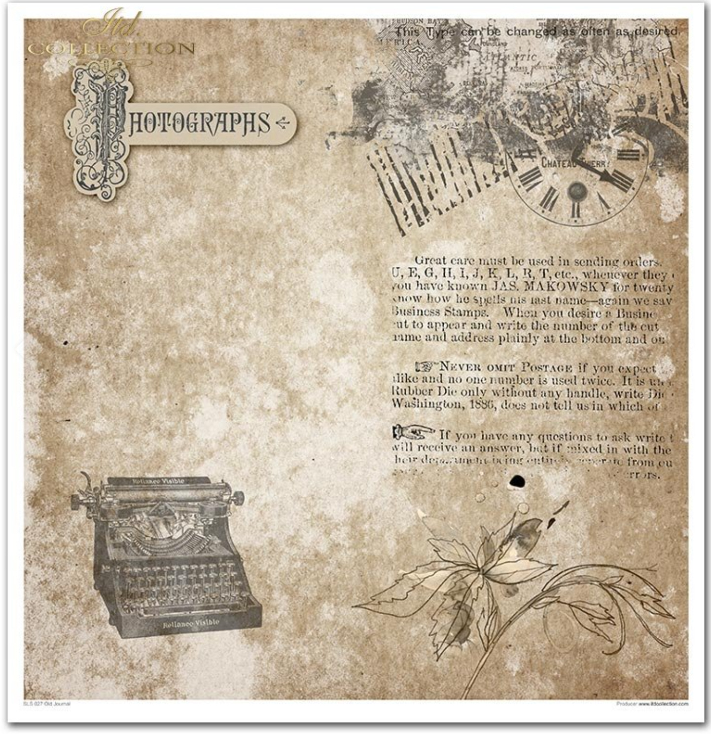 Scrapbooking-Papier Set Old Journal Secrets 10 Stk/Pkg. 30x30cm 200g