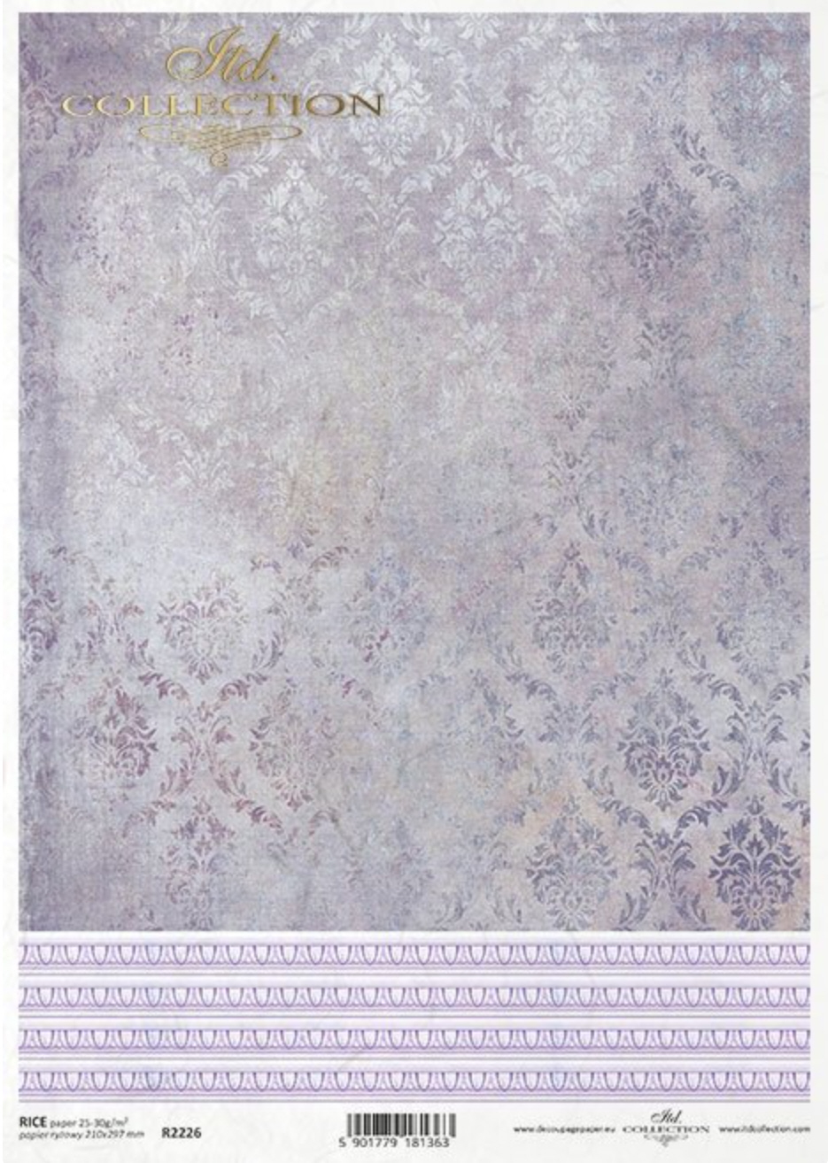 Reispapier für Serviettentechnik und Decoupage Vintage Struktur-Muster lavender 210x297mm (A4)  30-35 g/m2