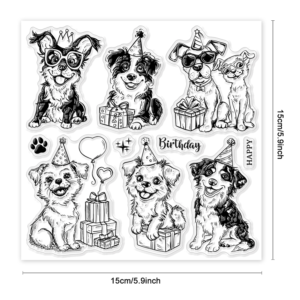 Silikonstempel-Set Hundegeburtstag 15x15cm 10-teilig Silikonstempel-Set Hundegeburtstag 15x15cm 10-teilig
