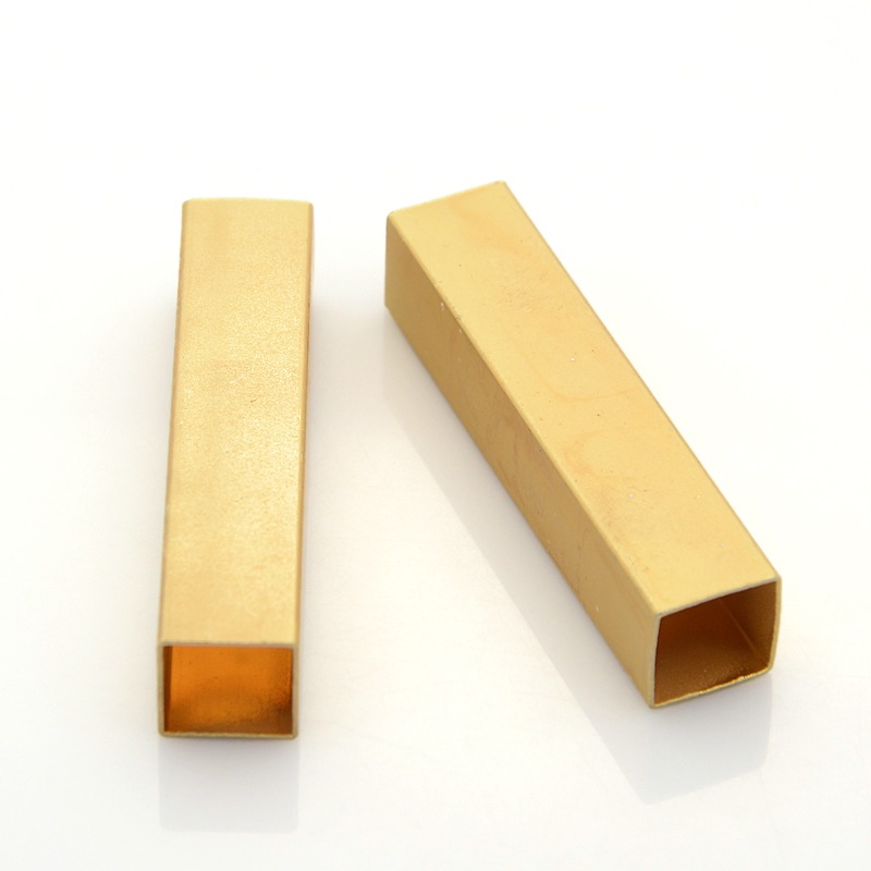 Messingröhre eckig, gold, 56x12x12,5mm, Innen: 12x12mm,Hülse,  per Stück