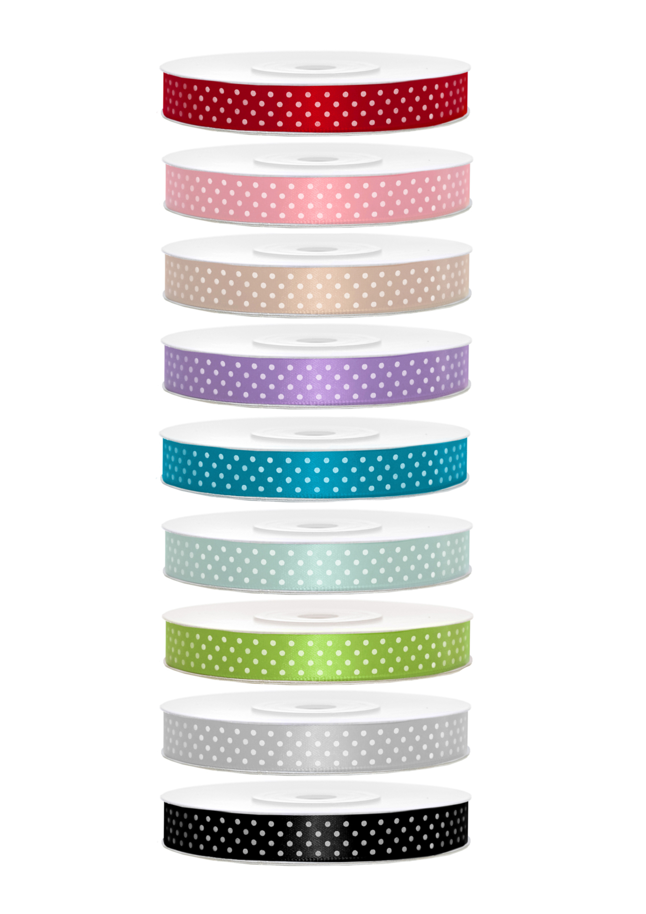 Satinband mit Punkten 12mm 25m Satin Ribbon 