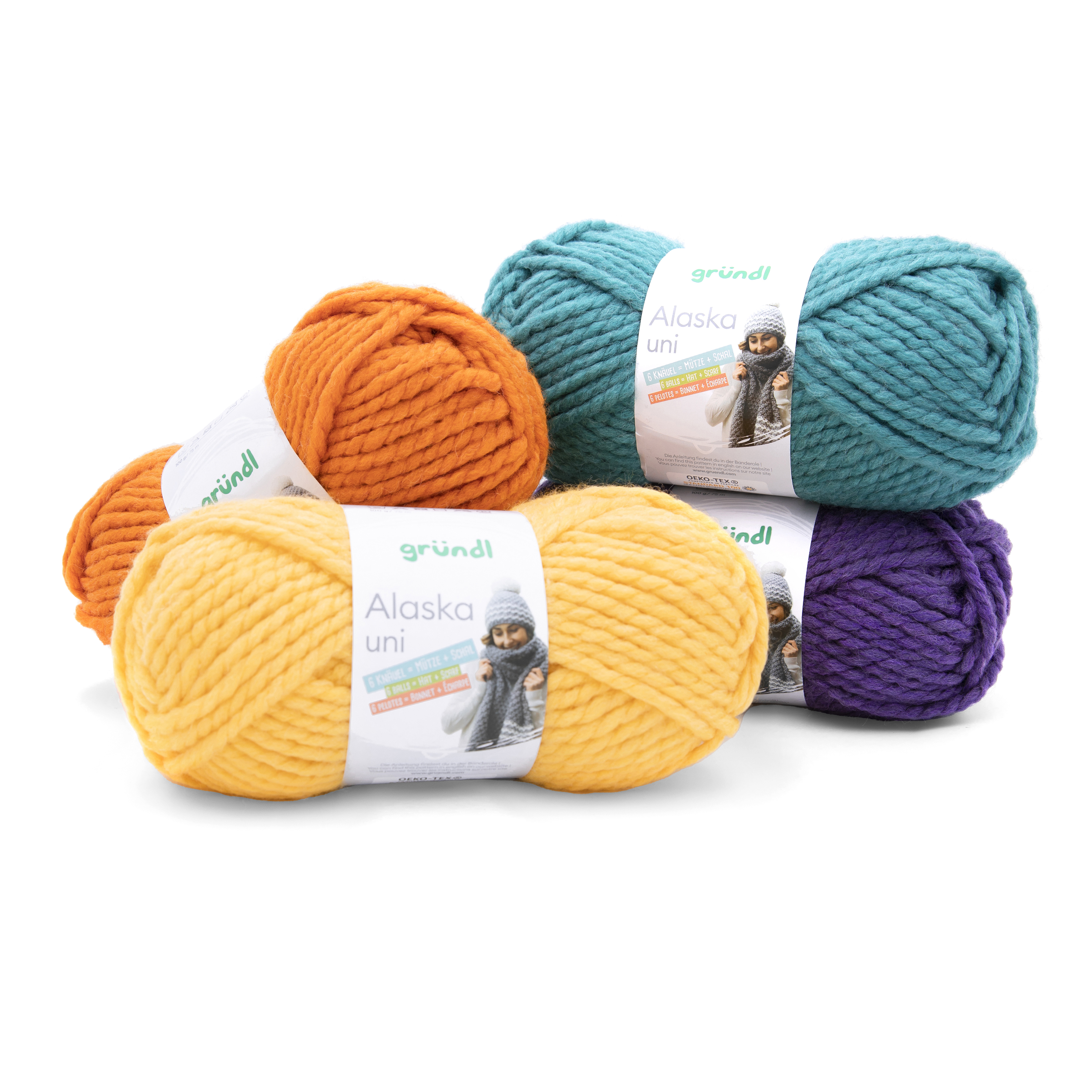 Gründl Alaska Wolle Uni ORANGE 100g 75m