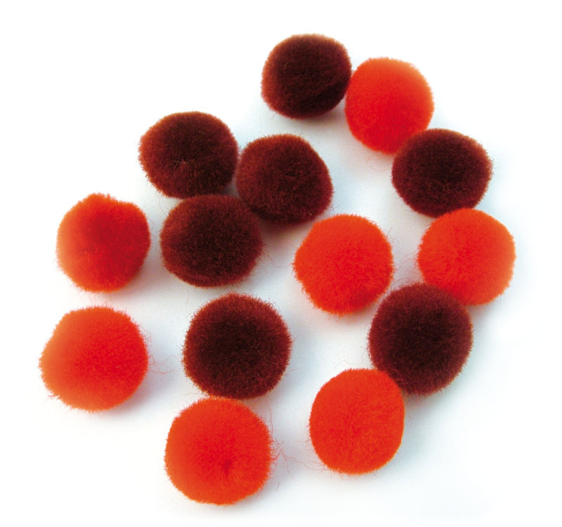 Pompons 15 mm, 60Stück, rot sortiert Pompoms Puschel Pompons Plüschball Bommel Plüsch Pompons