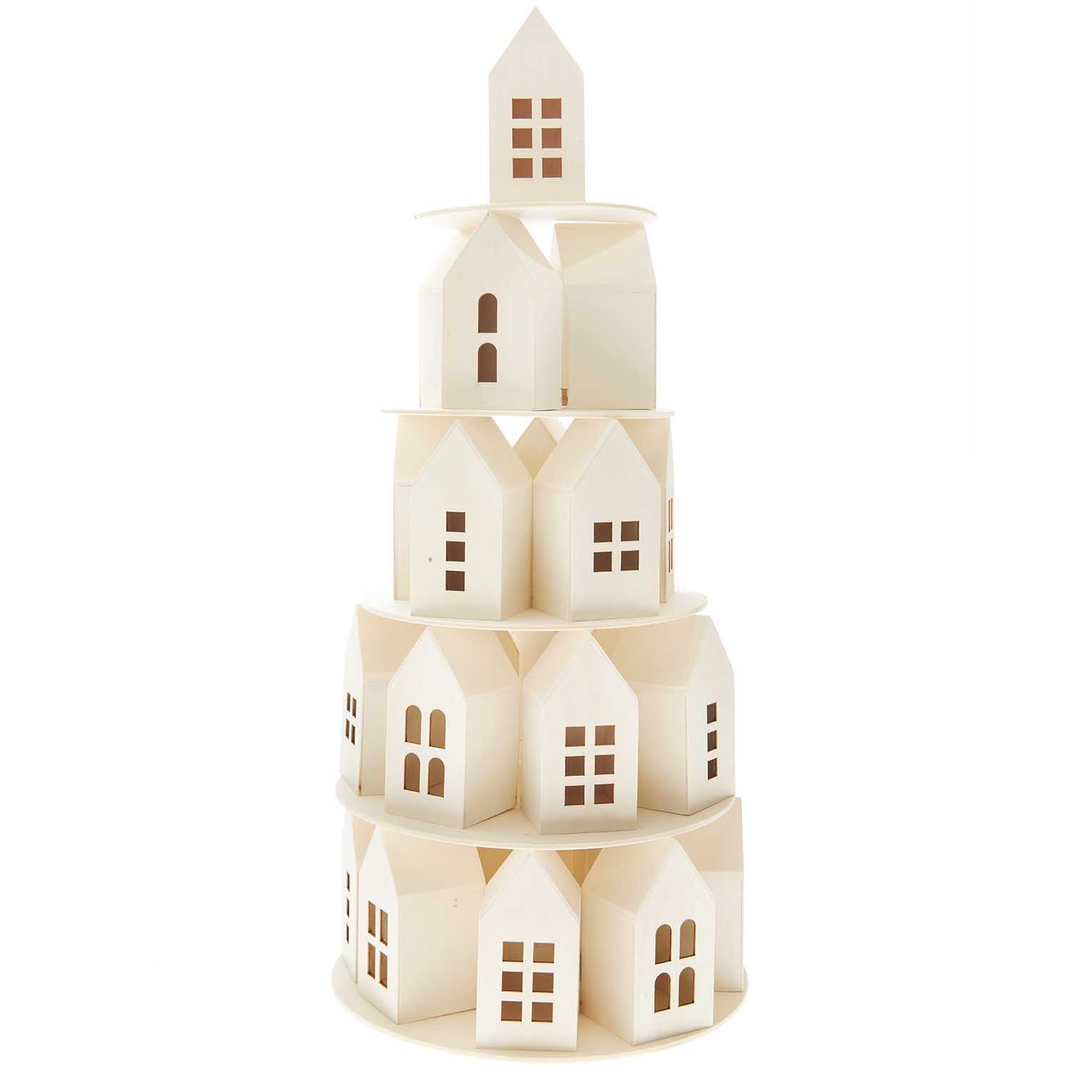 Adventskalender "Holz-Haus-Pyramide" 29 Teilen FSC 100% 51x23cm