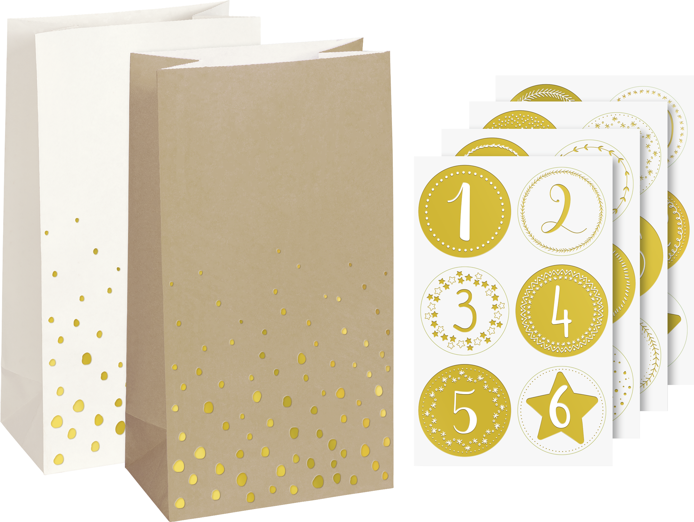 Adventskalender-Set 180x97x60 mm gold/natur/weiß