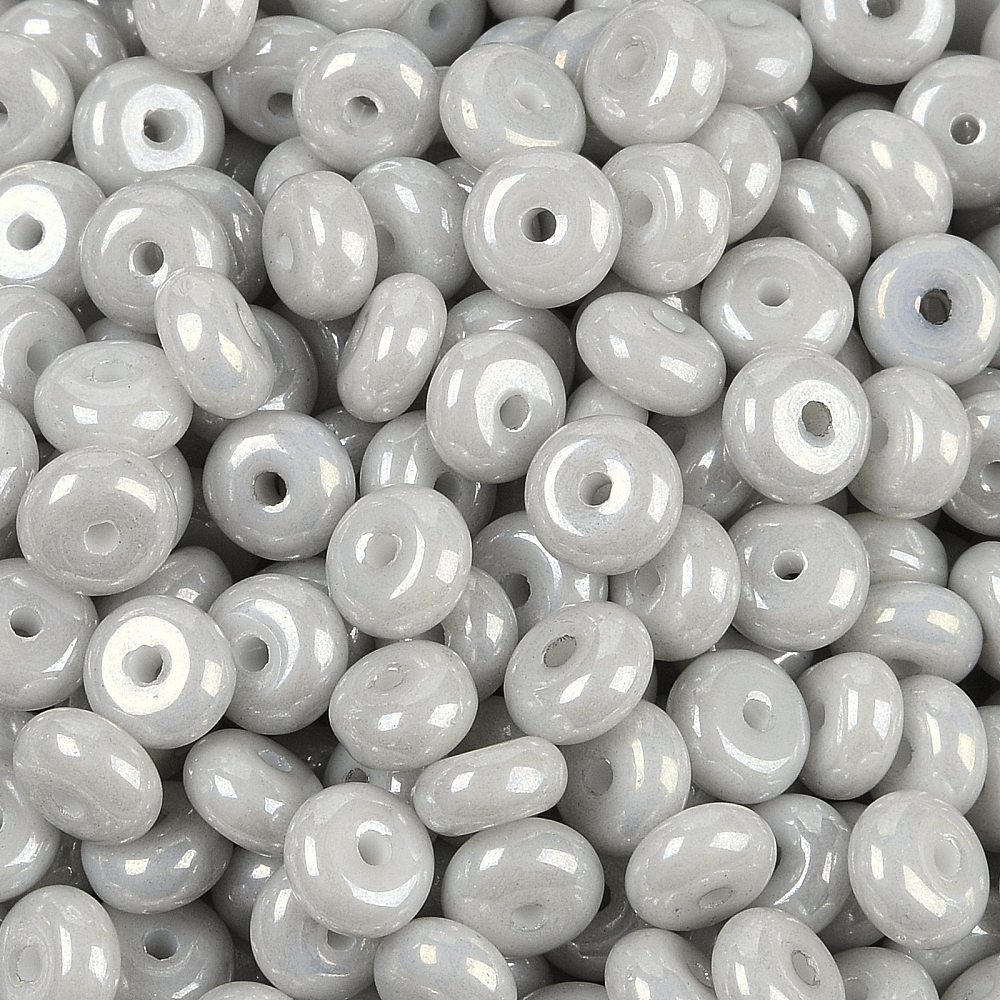 Glasperlen Donut pearl light grey