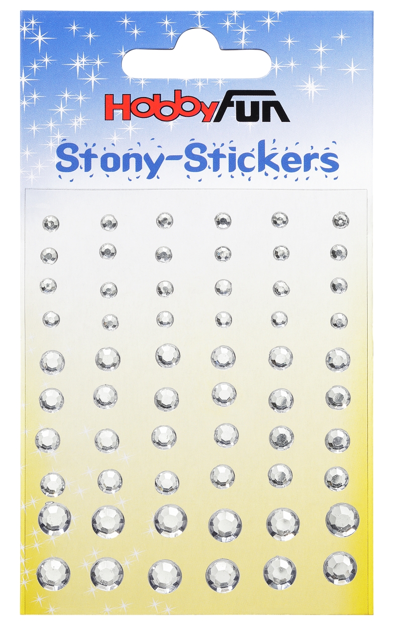 STONY-Sticker rund, 3 Größen sort. 60 Stück kristall