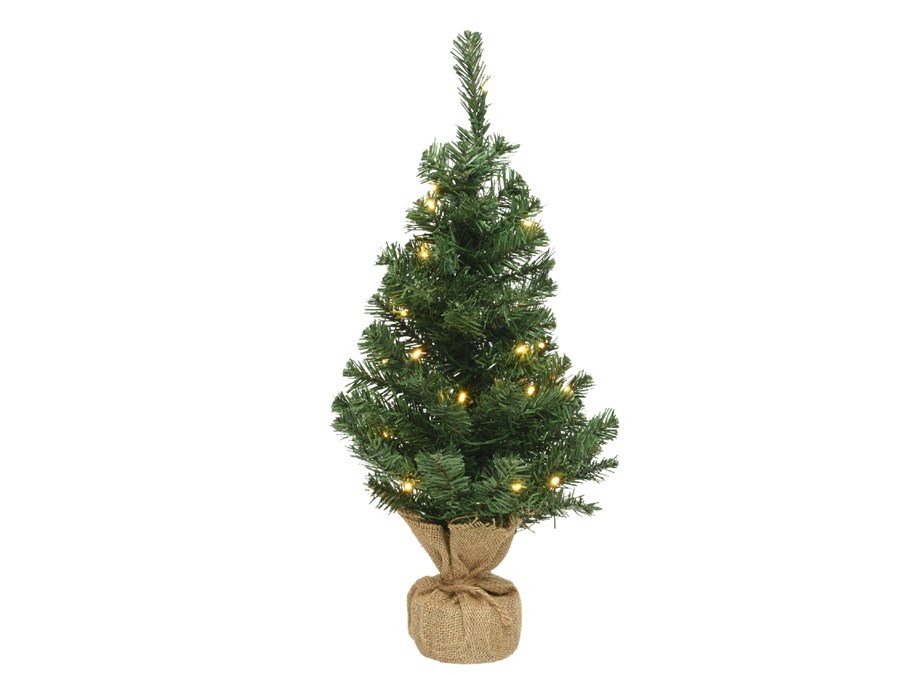 Mini Tannenbaum 45cm mit Beleuchtung, 10 Birnen, grün, warmes weiß