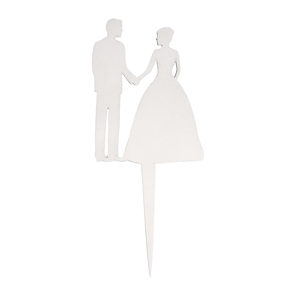 Holz-Brautpaar zum Stecken, 18x7x0,2 cm, 2 Stück/Pkg., weiß