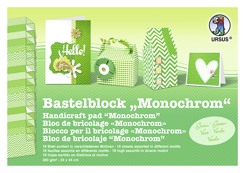 Bastelblock Monochrom, 24x34cm, 18 Stück sortiert