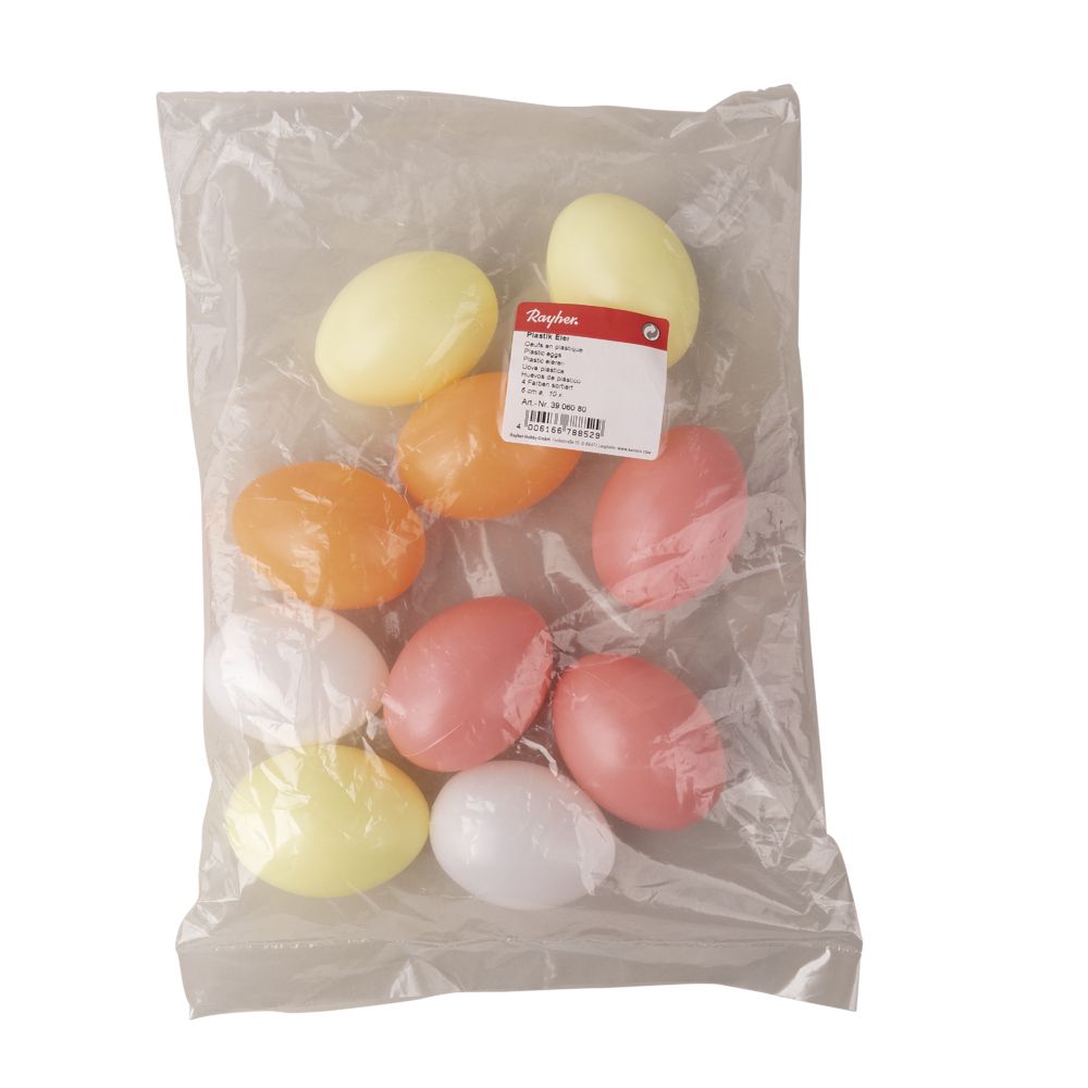 Plastik Eier Set 6cm ø apricot 10 Stück 