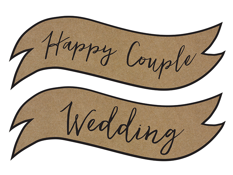 Schild Wedding Hochzeit Happy Couple Kraftpapier, 2 Stück 