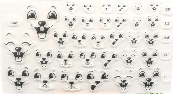 Silikonstempel Hasen-Gesichter verschiedene Größen 20x11cm 