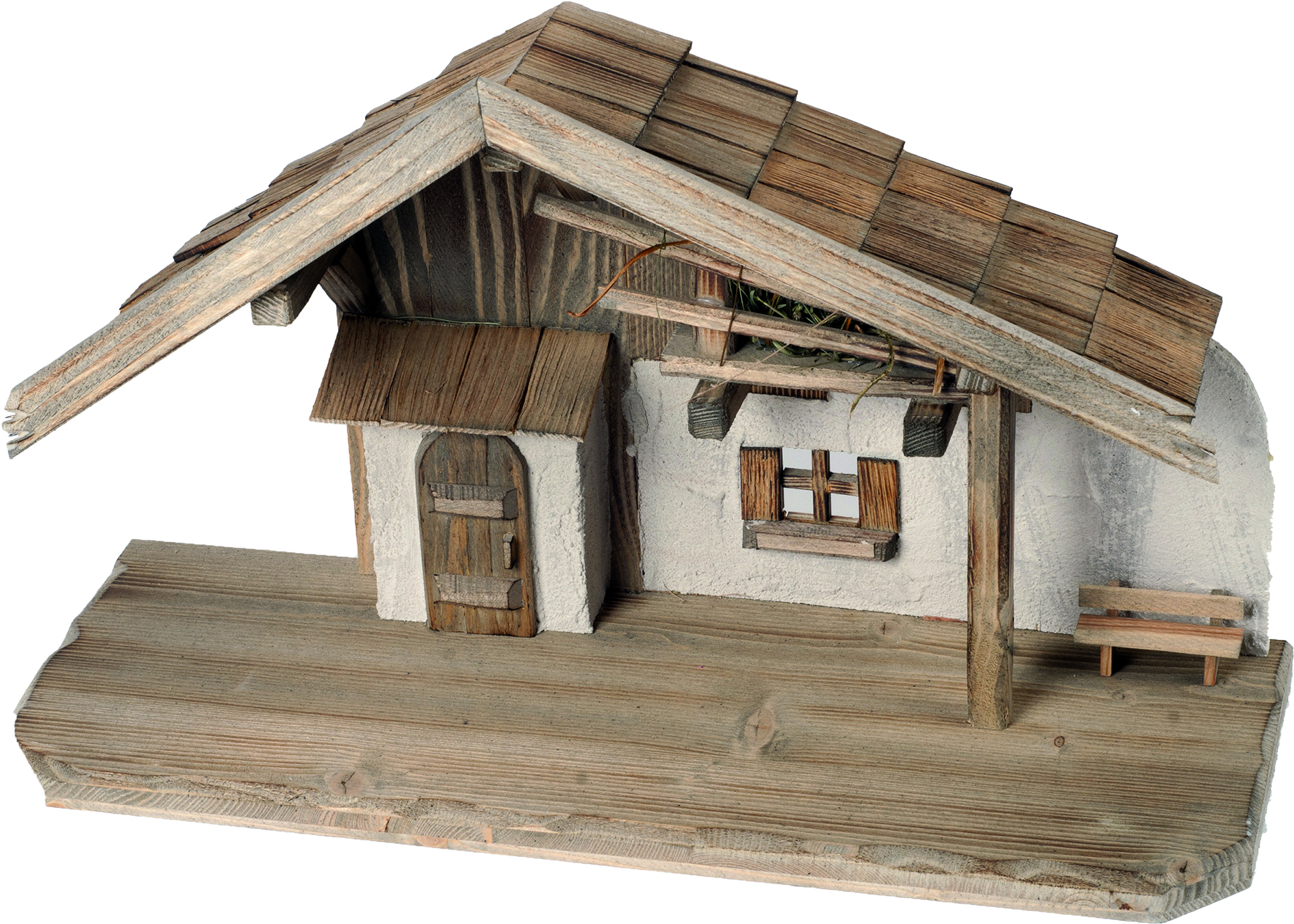 Weihnachtskrippen-Stall Ramsau traditionell 55x21x32cm