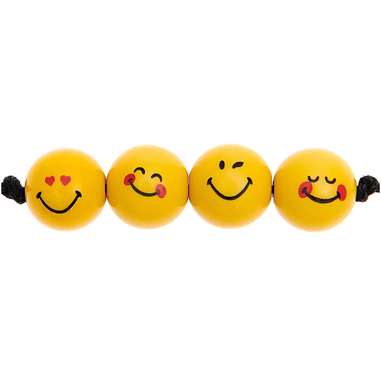 Smiley Acrylperlen rund 10mm gelb 21 Stück 