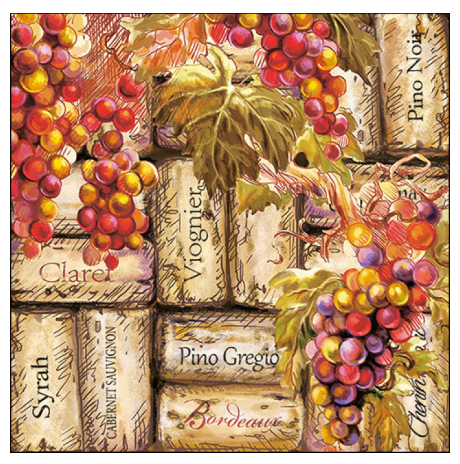 Ambiente Servietten Grapes and Corks FSC Mix 33x33cm 20 Stück/Packung