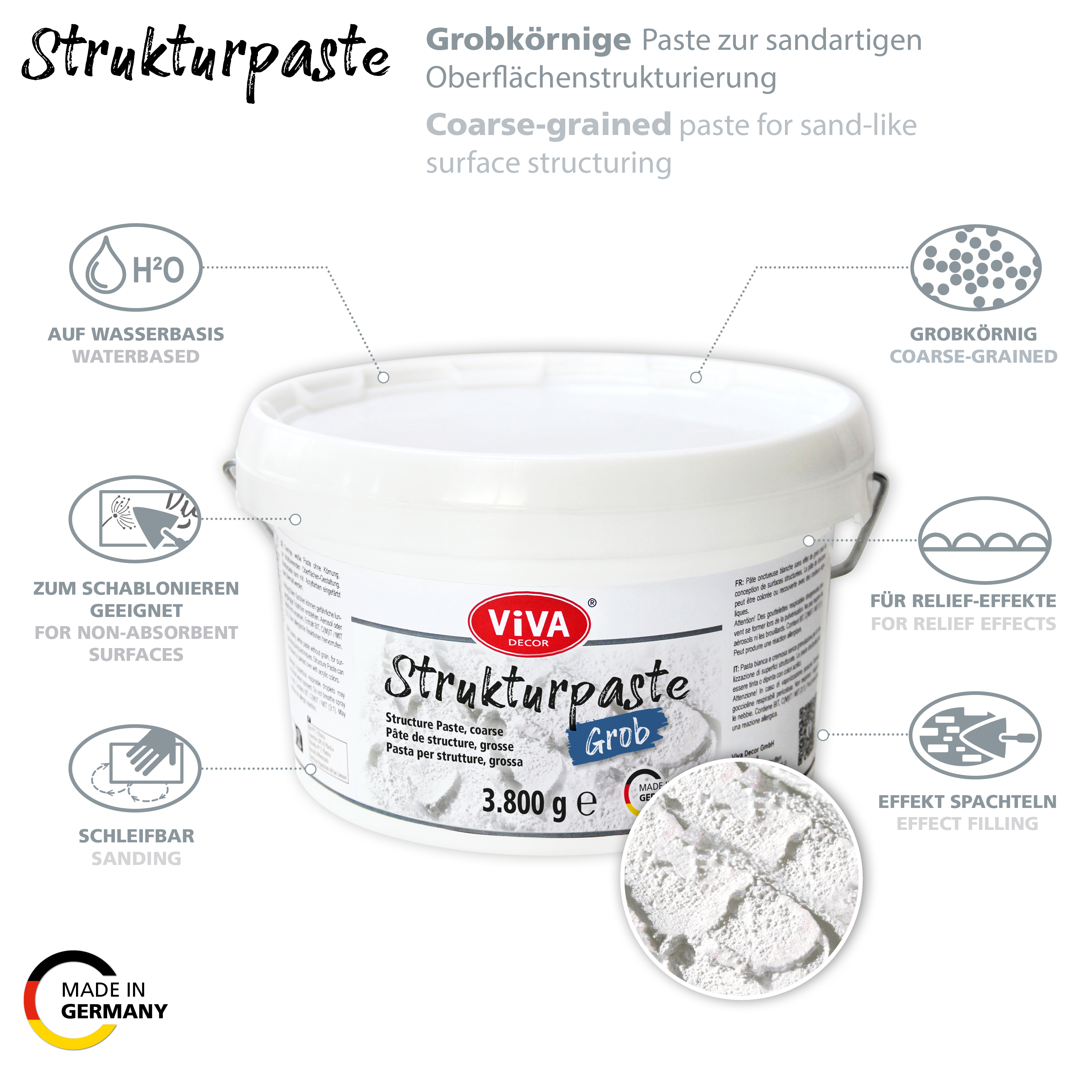 Viva Decor® Strukturpaste Grob Weiß 3800g