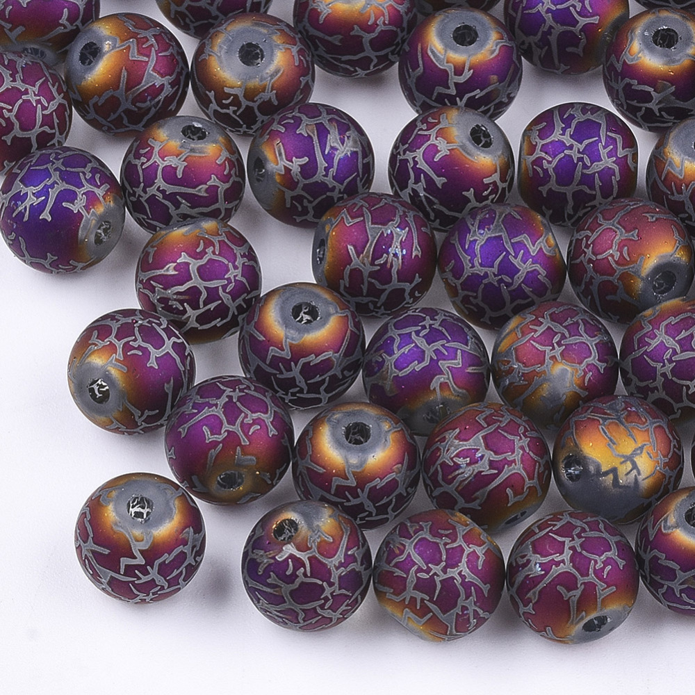 Crackle Glasperlen bedampft gefrostet 8mm 50 Stück
