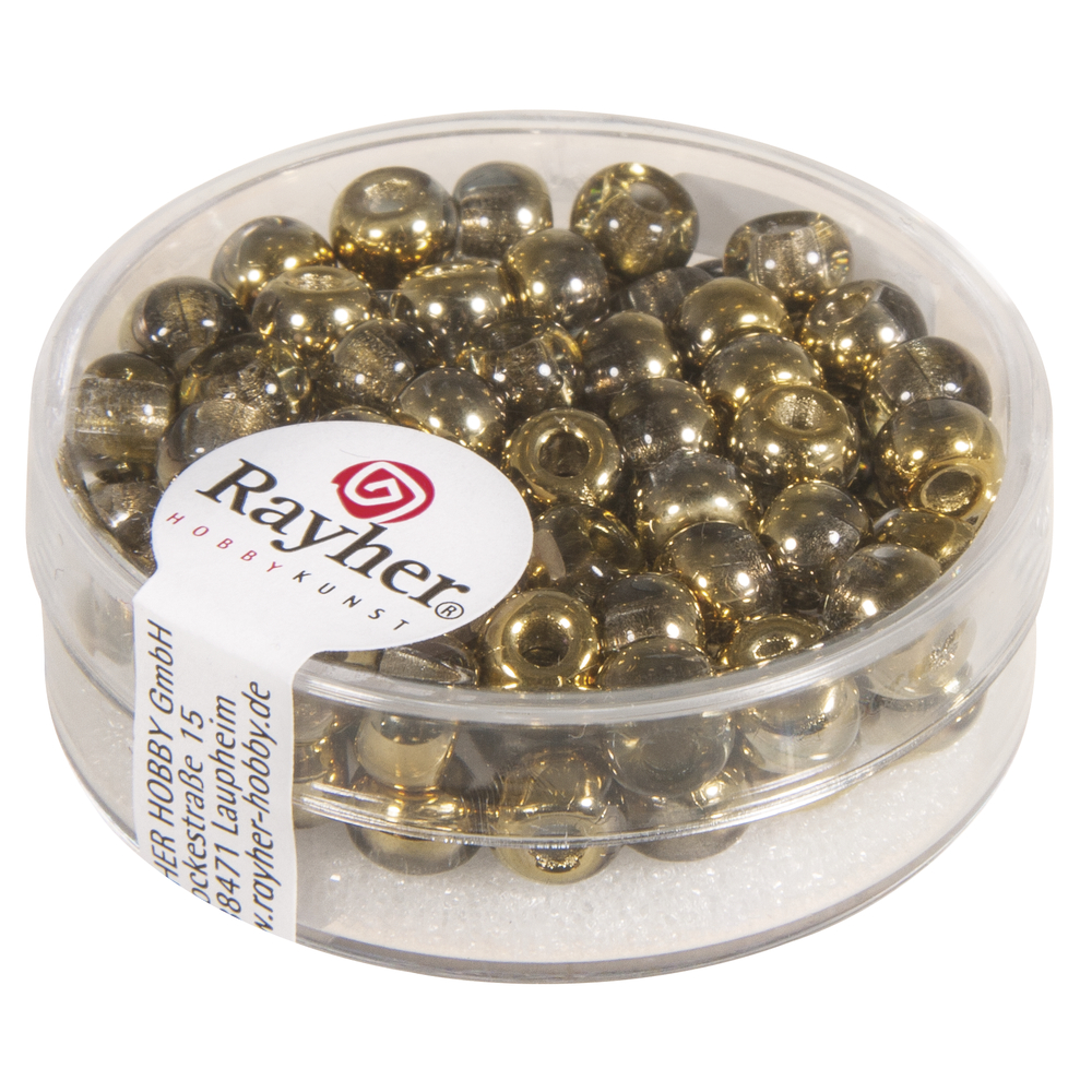 Rocailles Perlen mit Großloch, gold metallic, 5,5mm, 80 Stück