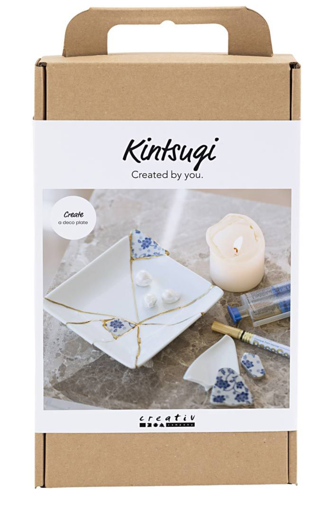 Kreativ Set Kintsugi Schale Blau Gold Weiß