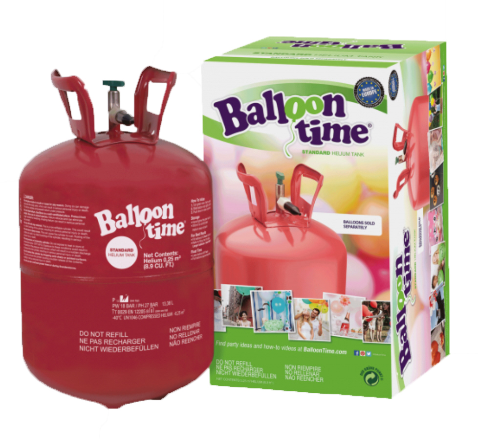 Ballontime Ballongas Standard Kartusche Helium 0,25m³ 30 Ballone Heliumflasche Heliumgas Heliumballons Einwegflasche Helium Tank