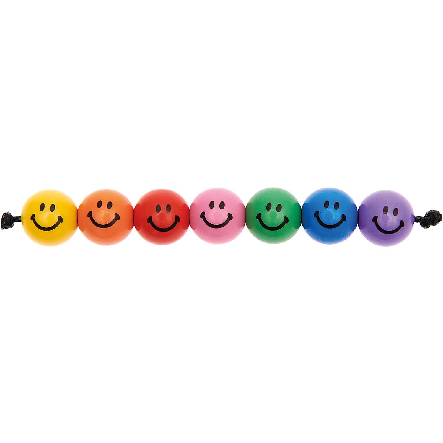 Smiley Acrylperlen rund 10mm Regenbogenfarben 21 Stück 