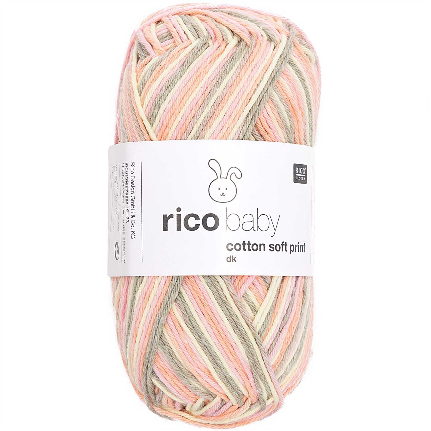 Rico Baby Cotton Soft Print dk ROSE OLIV 50g 125m