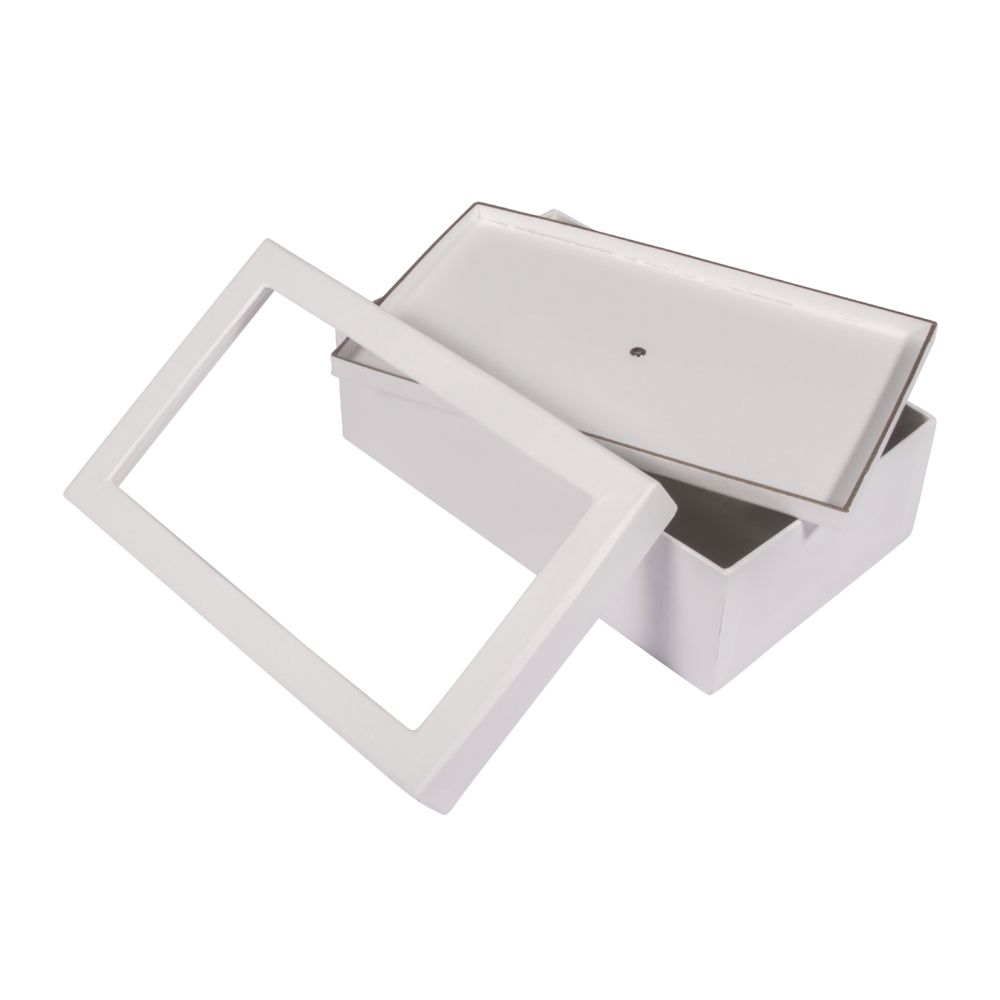 Pappmaché Box mit Schütteldeckel FSC Rec 100% 20x12,5x7cm weiß