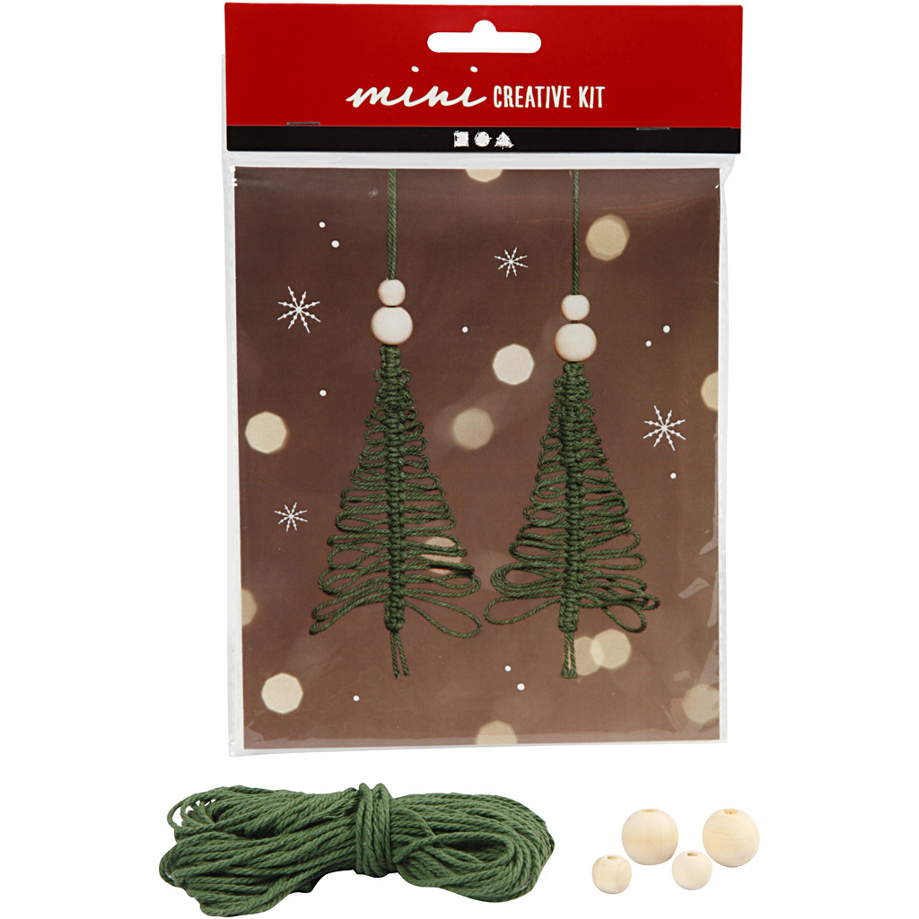 Mini Bastelpackung Baum Makramé, 11 cm, 2Stück/Set