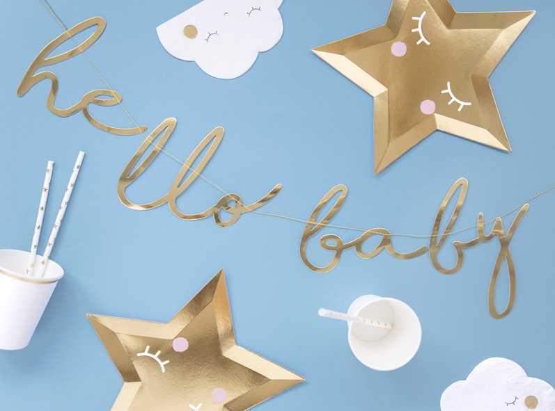 Banner "Hello Baby" gold-metallic Papiergirlande 2m