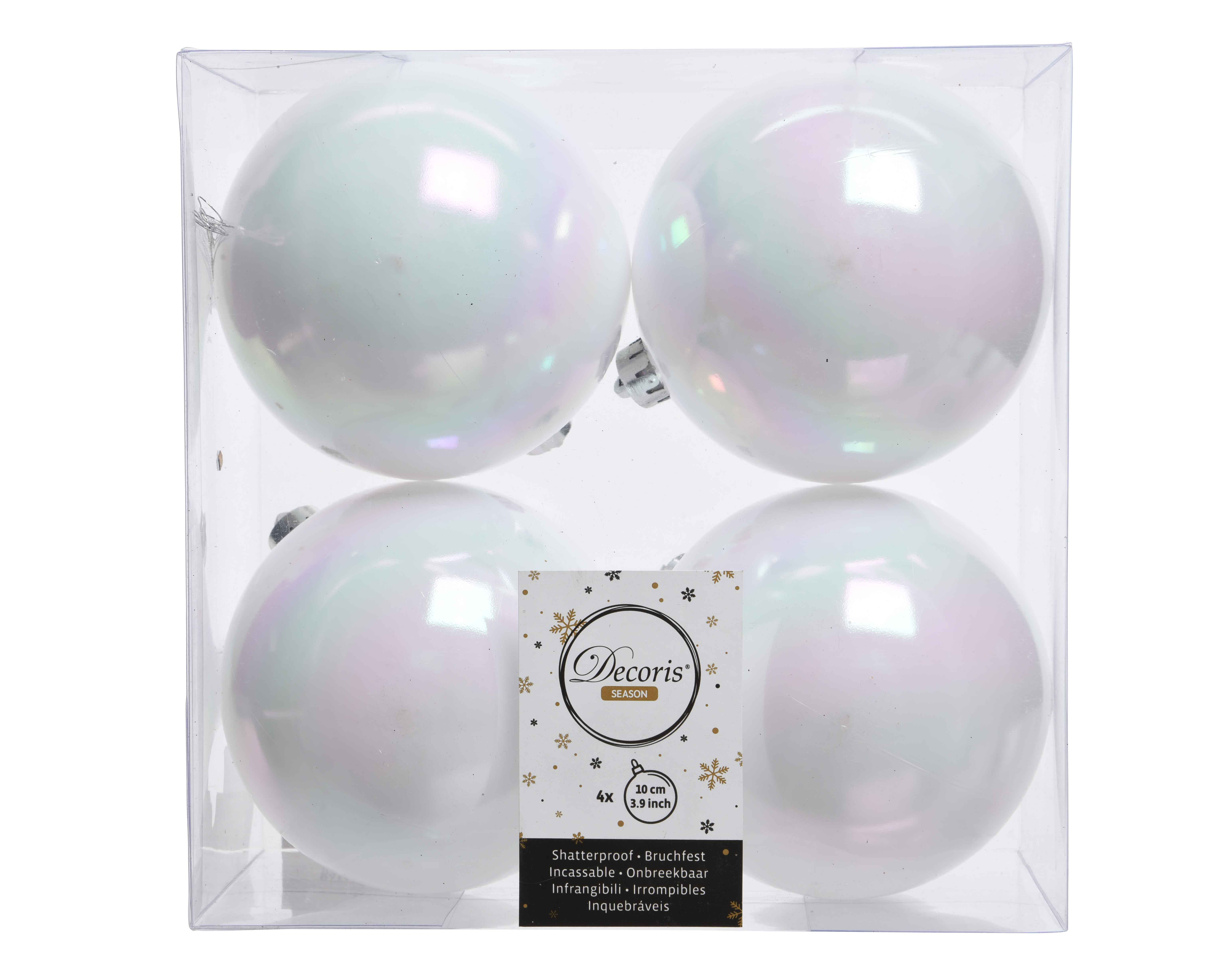 Christbaumkugeln weiß irisierend, Plastikkugeln Acrylkugeln Weihnachtskugeln, Christbaumkugel mit Aufhänger