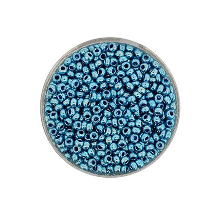 Rocailles metallic hellblau  2,5mm, 17g/Dose Seed Beads Glasperlen