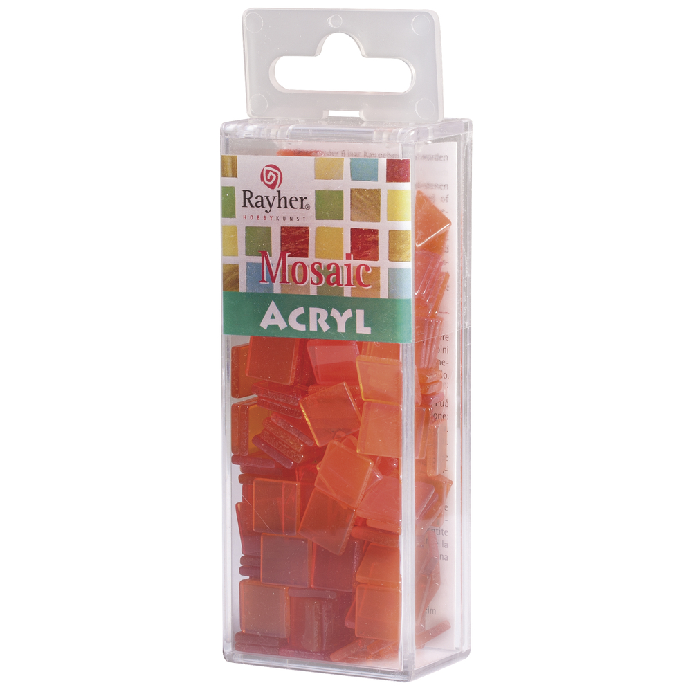 Acrylmosaik transparent orange, 1x1 cm, 50 g/ ca. 205 Stück Acryl-Mosaik