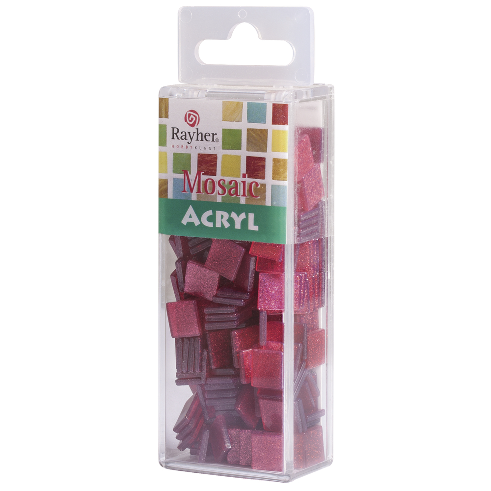 Acrylmosaik glitter bordeaux 1x1cm, 50g/ca.205 Stk. Acryl-Mosaik