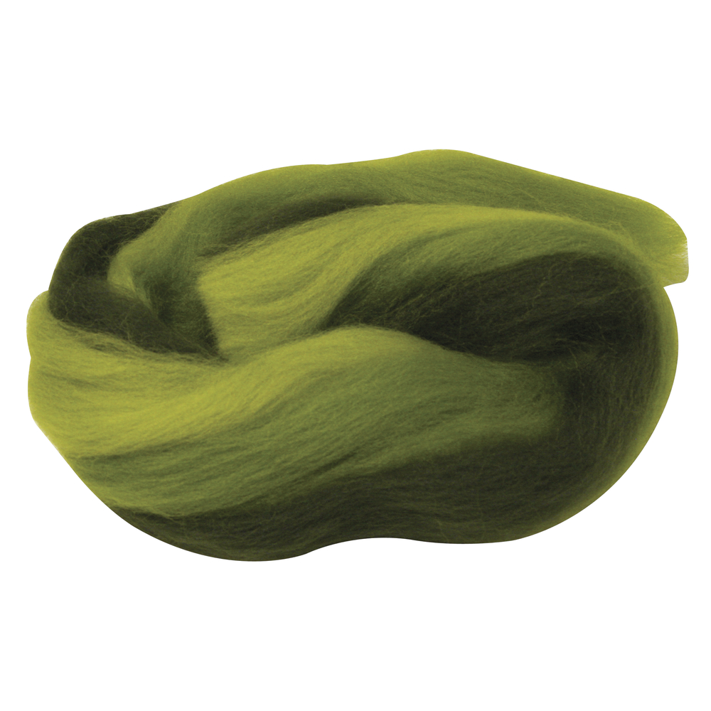 Merino-Kammzug multicolor, 50 g, 21 mic, superfein, Grüntöne Filzwolle Naturwolle Schafwolle