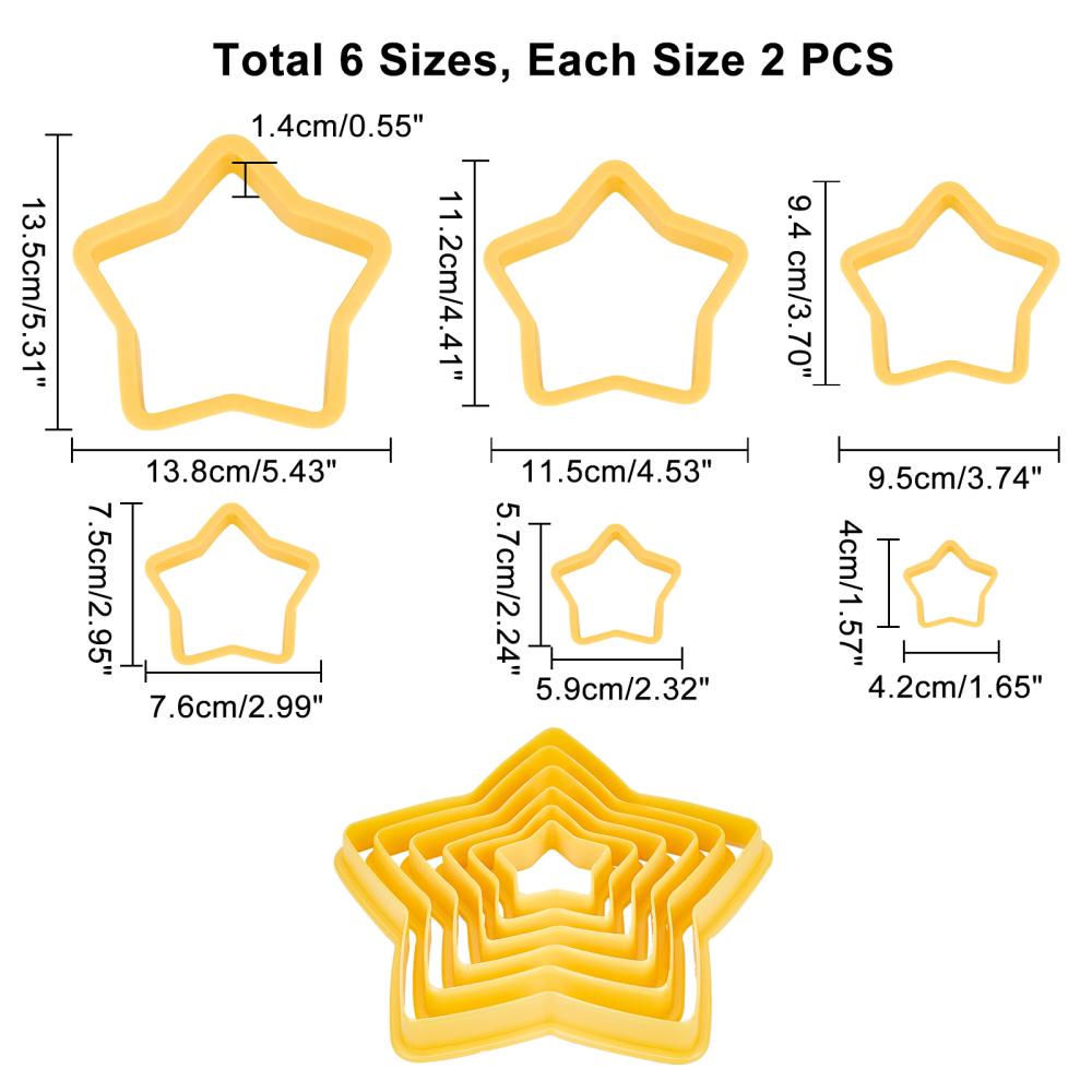 Ausstechformen-Set Sterne 4~13,5x4,2~13,8x1,3~1,4cm 6 Stück 