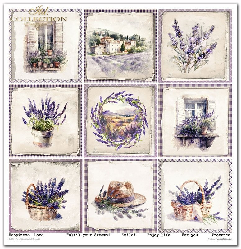 Scrapbookingpapier Set Provence scented with lavender 310x320 mm 11 Blatt