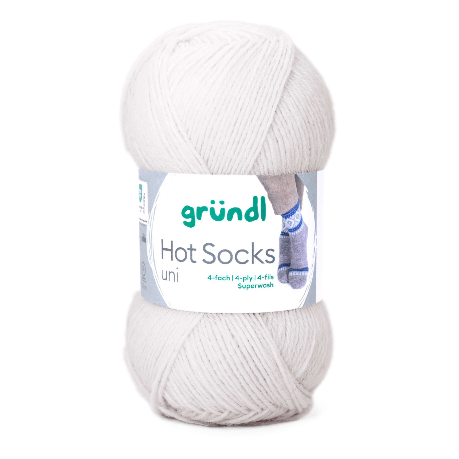 Hot Socks uni 50 WEISS Sockenwolle 4-fach superwash 50g/210m