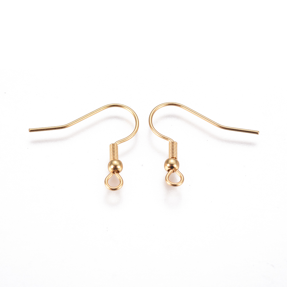 Ohrhaken gold Edelstahl 304 20x3mm Pin 0,6mm Ohrmechanik Ohrfeder 