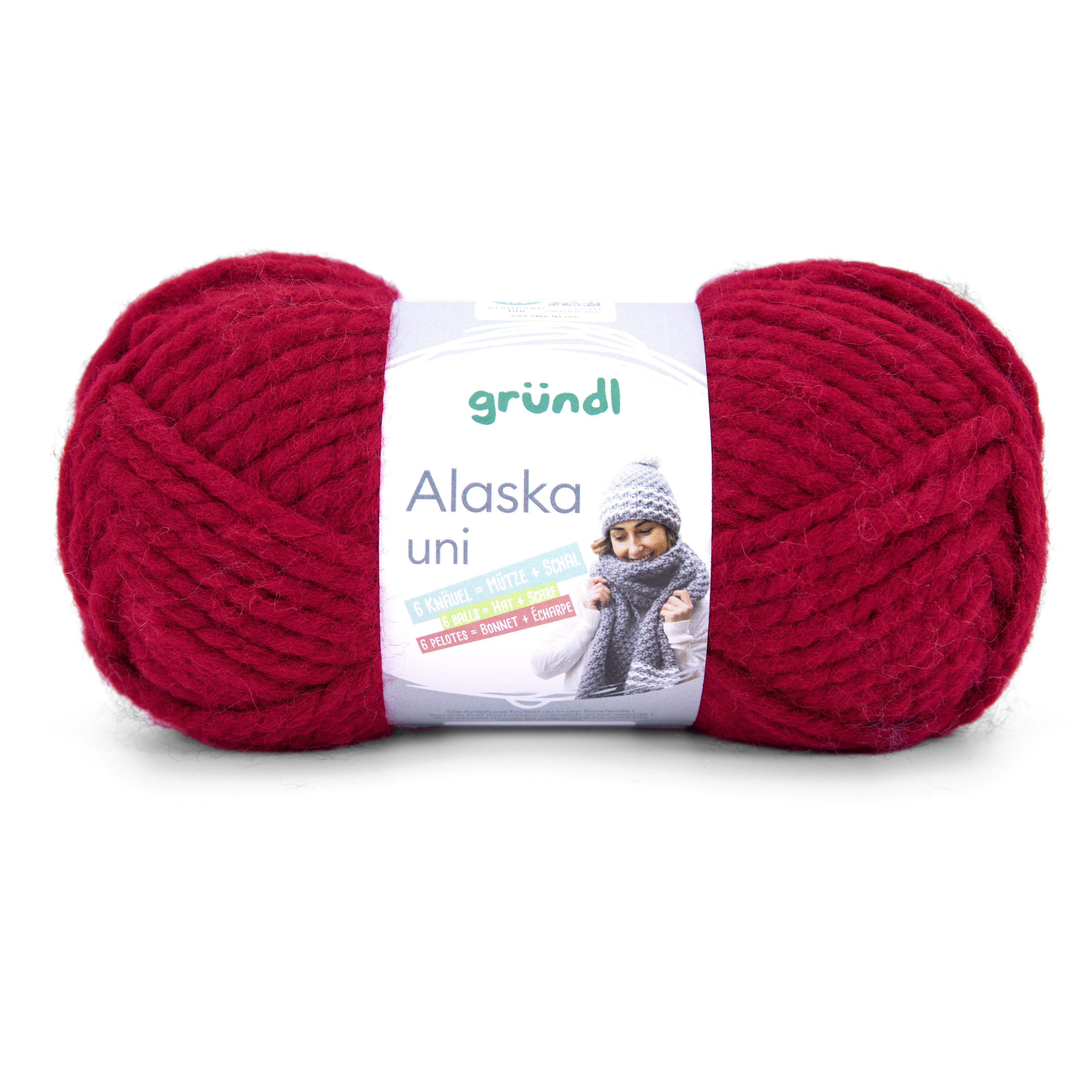 Gründl Alaska Wolle Uni ROT 100g 75m