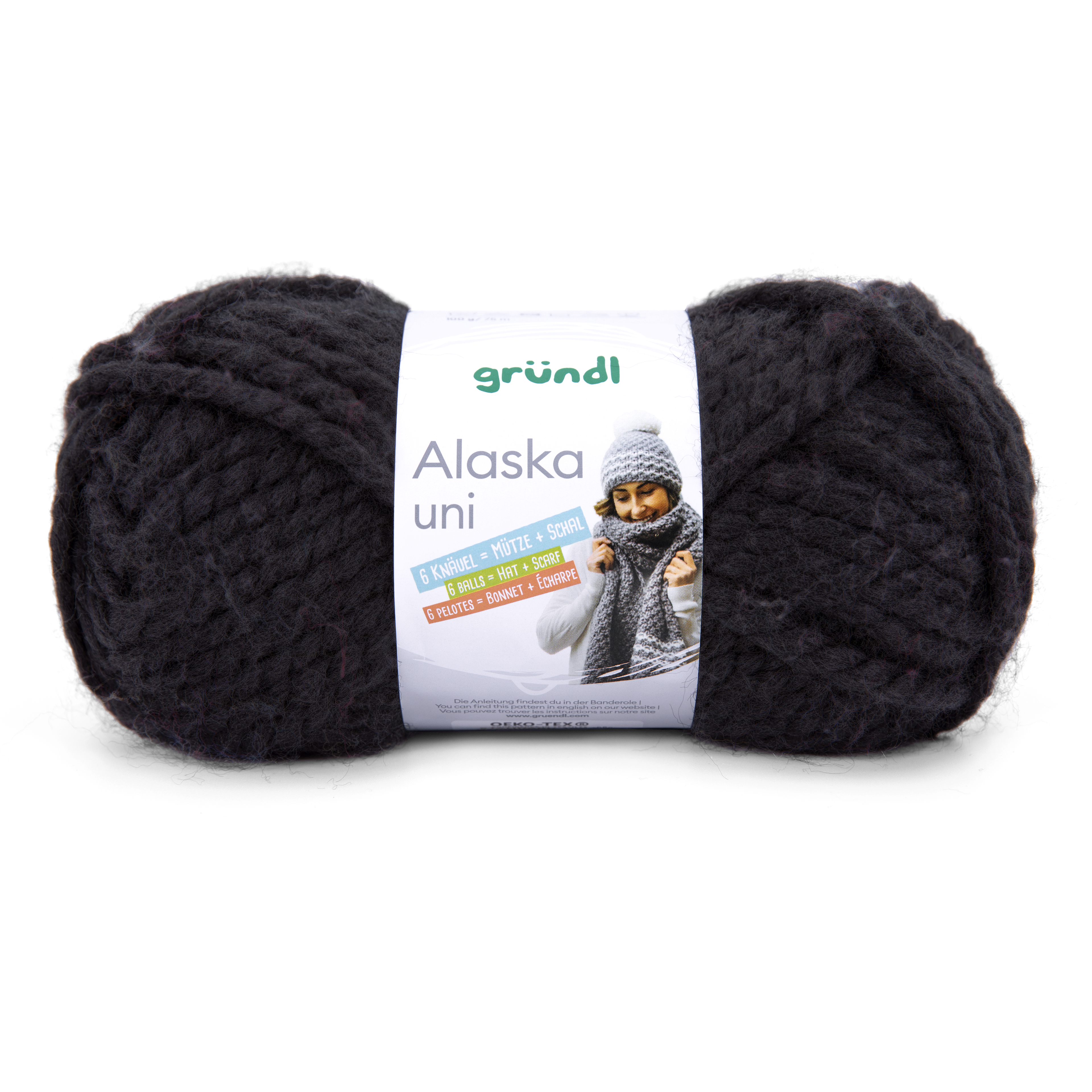 Gründl Alaska Wolle Uni SCHWARZ 100g 75m Gründl Alaska Wolle Uni SCHWARZ 100g 75m