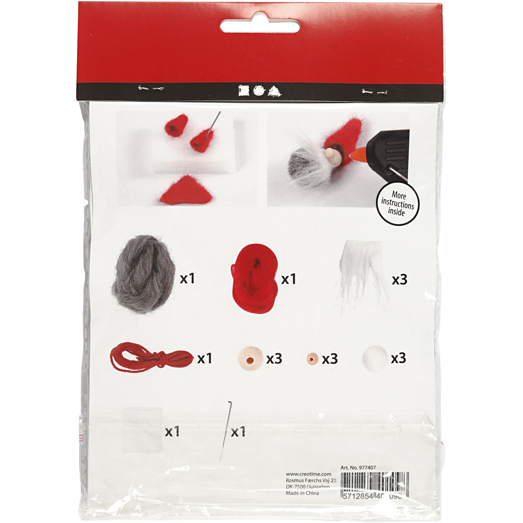 Mini Bastelpackung Wichtelgirlande, 6cm, 3Stk./Set