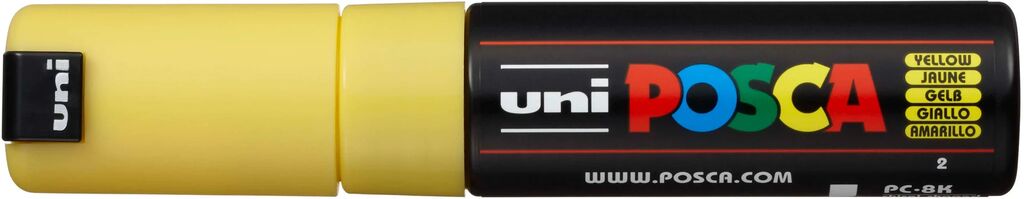 UNI POSCA Marker PC-8K GELB breite Keilspitze 8 mm UNI POSCA Marker PC-8K GELB breite Keilspitze 8 mm