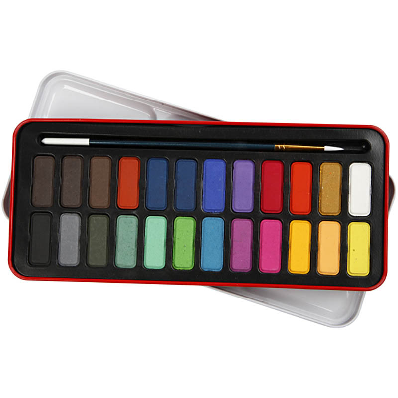 Aquarell-Farbset Größe 12x30 mm Sortierte Farben 24Farben