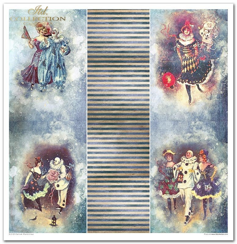 Scrapbooking Papier Set Carnival - Pierrot in Love 10 Bögen 31x32cm 200g/m²