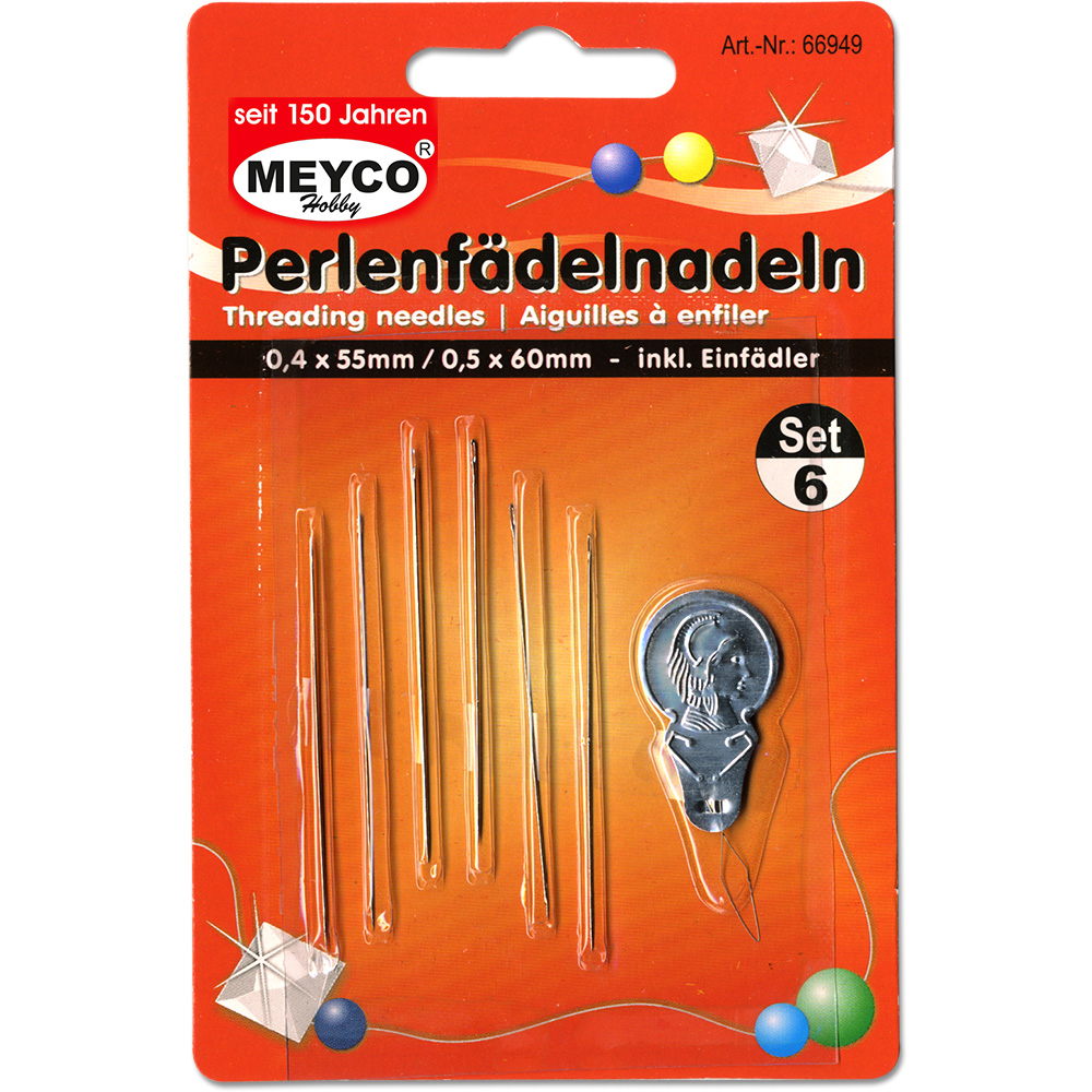 Perlenfädel-Nadeln auf Blisterkarte 6er Set