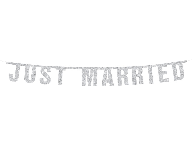 Wedding Banner Just Married 170cm glitter silber Girlande