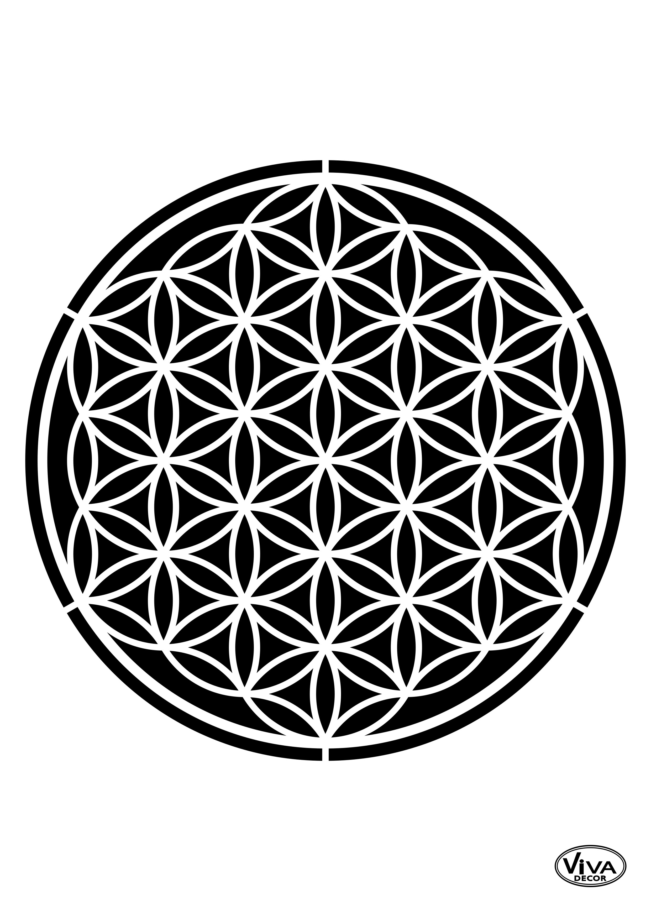 Universal-Schablone Blume des Lebens A4 20x30cm Stencil Flower of Life 