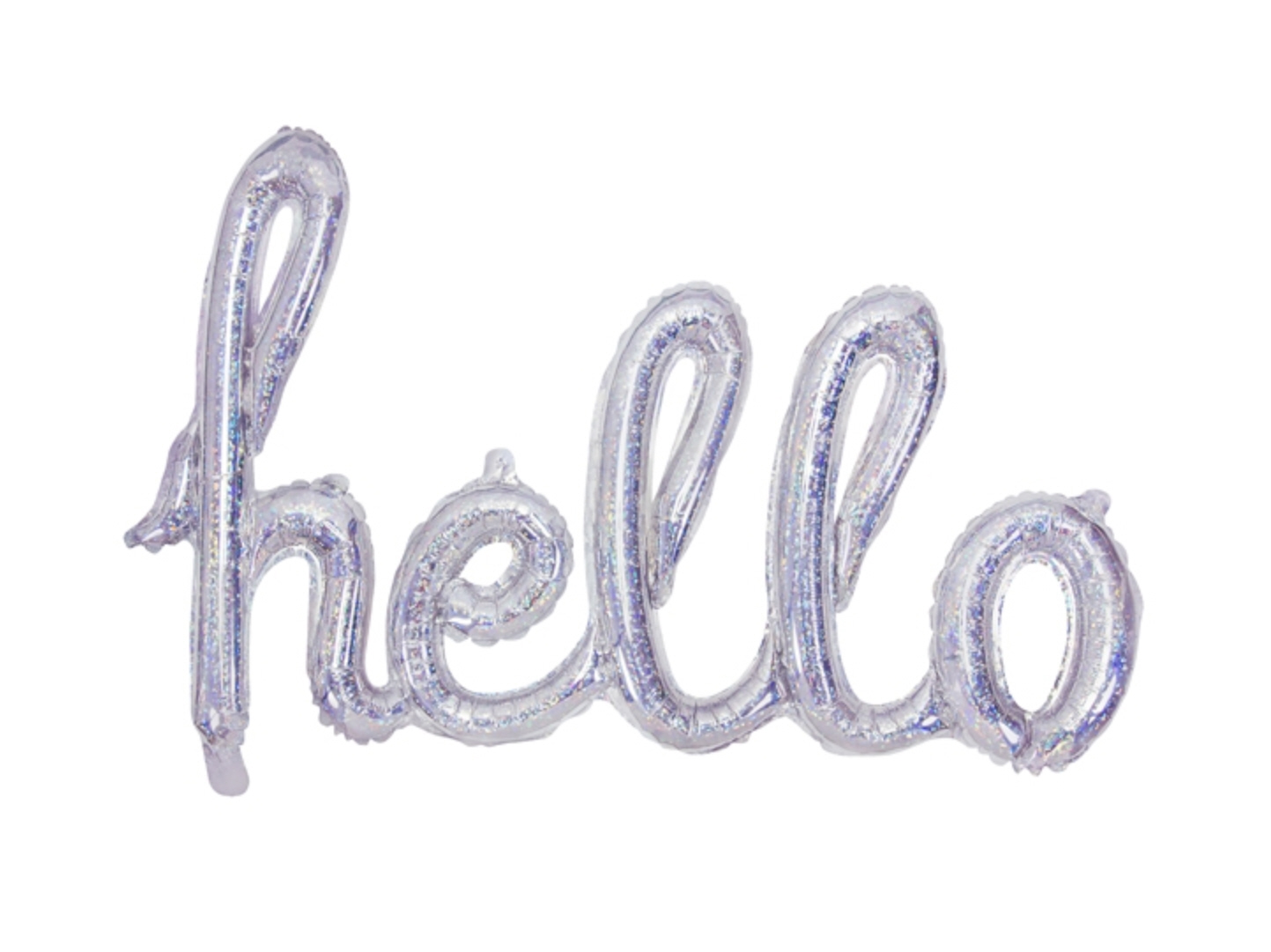 Folienluftballon Schriftzug "hello" silber holographic 72x45cm