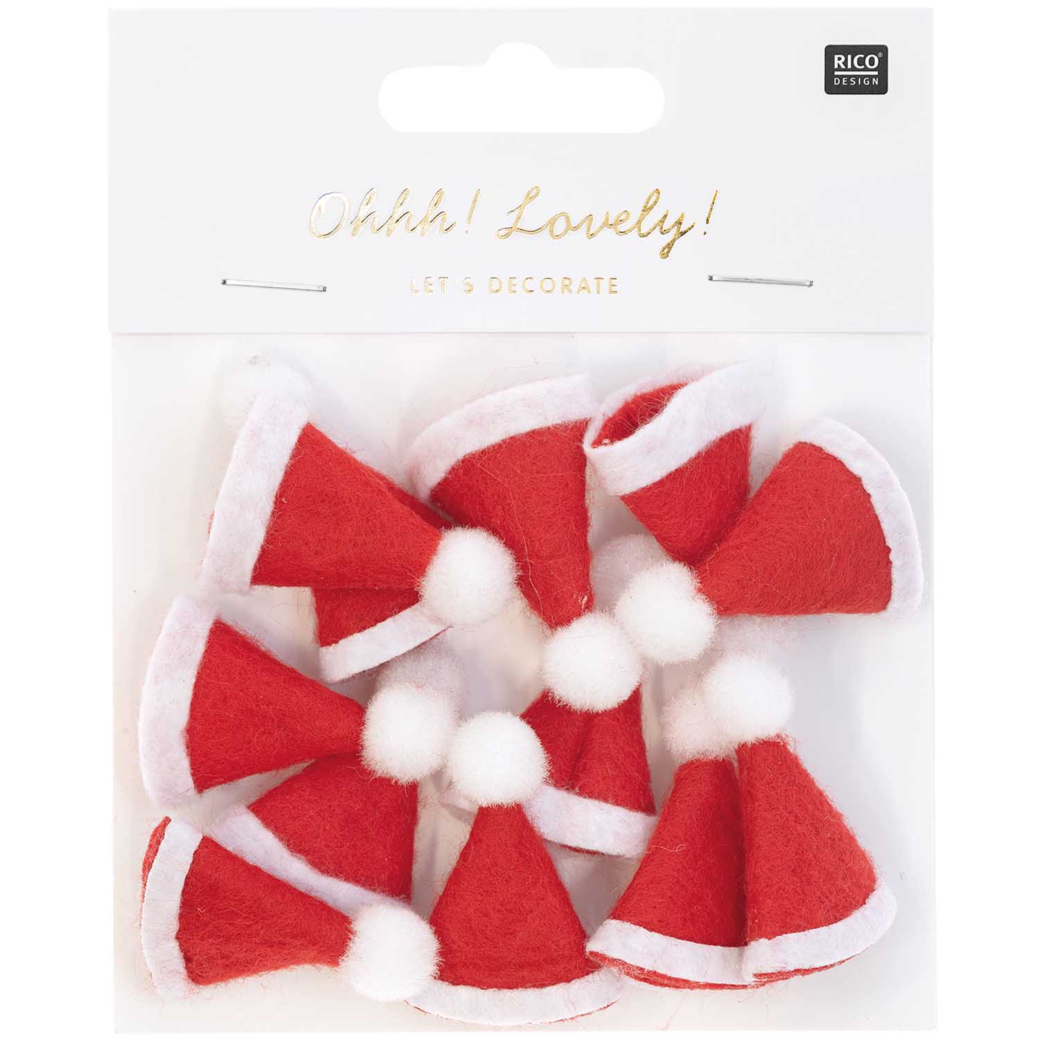 Mini-Weihnachtsmützen rot 2x3,5cm 12 Stück Mini-Weihnachtsmützen rot 2x3,5cm 12 Stück